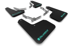 Ford RS Mud Flaps - Front + Rear - Rally Armor - UR Black Flap / Altered Teal Logo - Black - `16-`19 Ford RS Mud Flaps - Front + Rear - Rally Armor - UR Black Flap / Altered Teal Logo - Black - `16-`19